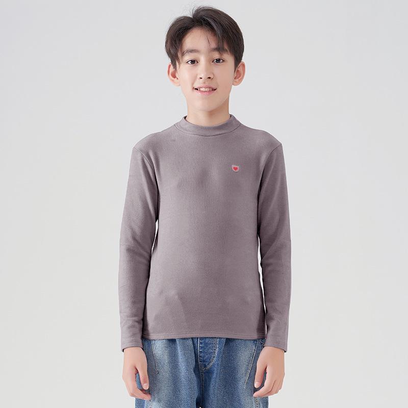 Sous-couche chaude à manches longues et col montant pour adolescents, en velours allemand, pour l'automne/hiver
