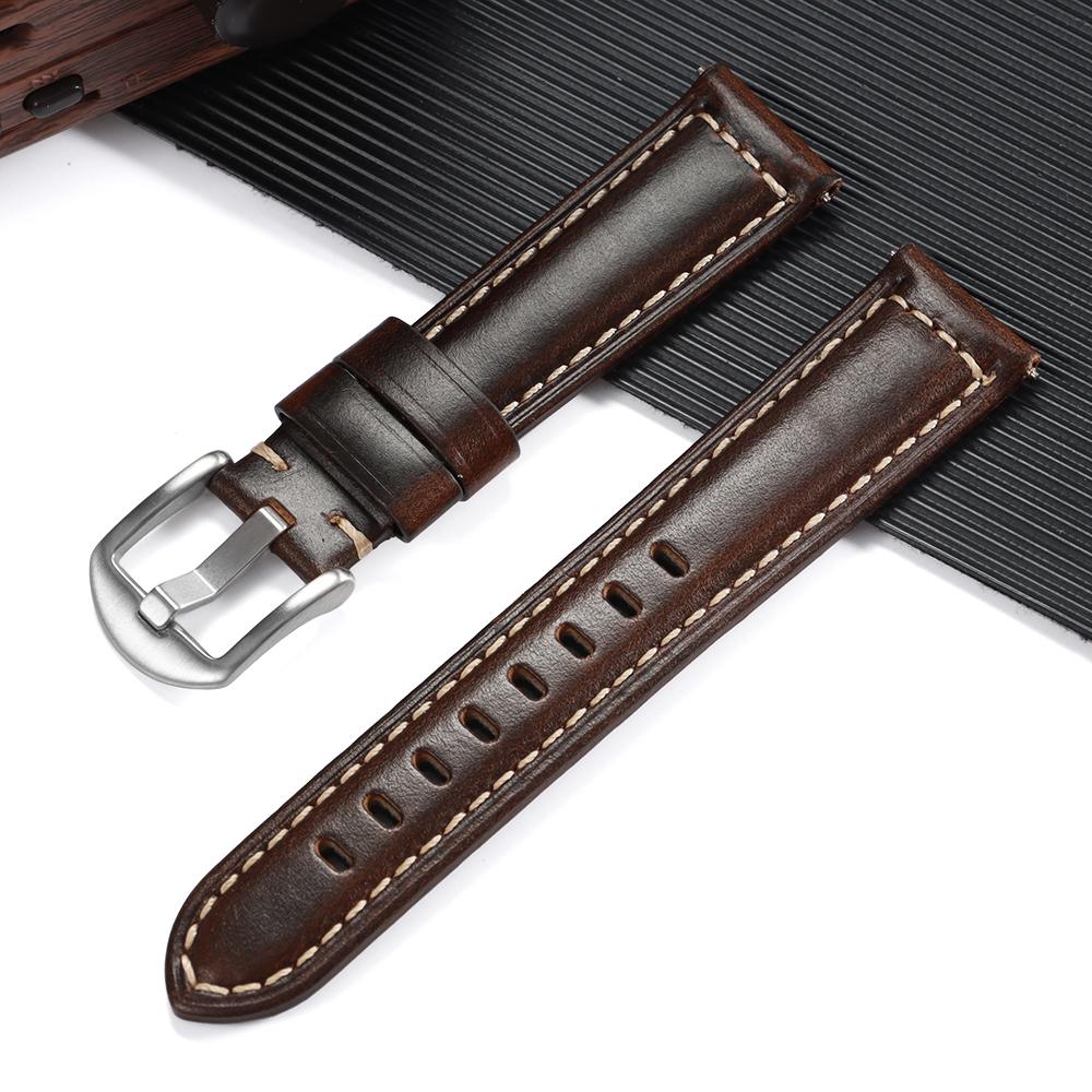 Vintage Braunes Kalbslederarmband Retro Ölwachs Echtes Leder Uhrenarmband für Seiko für Rolex Business-Armbänder 20mm 22mm 24mm Armband