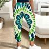 Women Plus Size Green Clover Printed Drawstring Waist Jogger Pants Side Pockets Cuffed Ankle