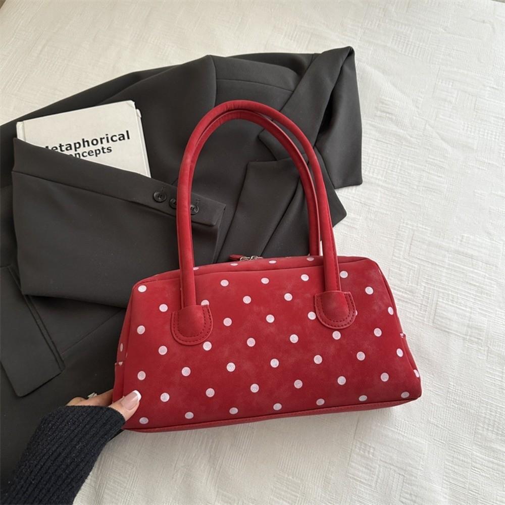 Fashion Large Capacity Shoulder Bags Zipper Polka Dot Bowling Bag Underarm Bags Women