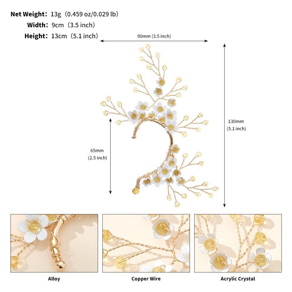 Fairy Pearl Flower Ear Cuffs Chic Rhinestone Ear Clips Aesthetic Butterfly Elf Ear Cuff  Girls