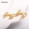 14K Gold Plated Brass Sparkling Zircon Bowknot Charms Bow Earrings Pendants For Women DIY Earrings Making Supplies