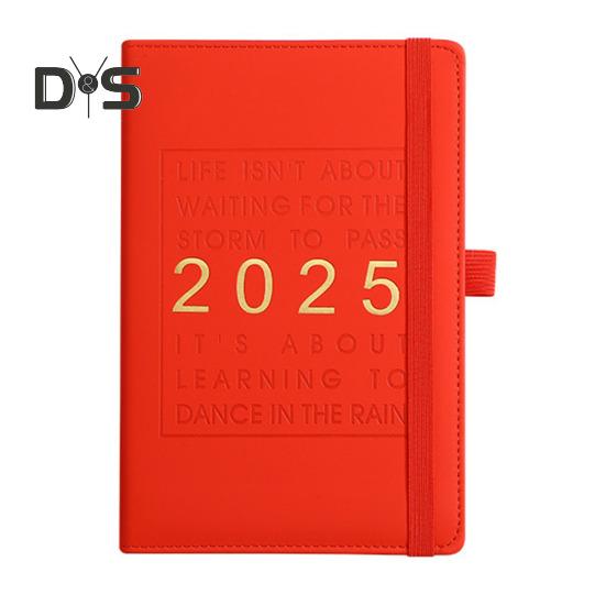 2025 Planner Notebook Weekly Monthly Faux Leather Hardcover Inspirational Quotes Monthly Overview Daily Blocks Elastic Closure A5 Planner