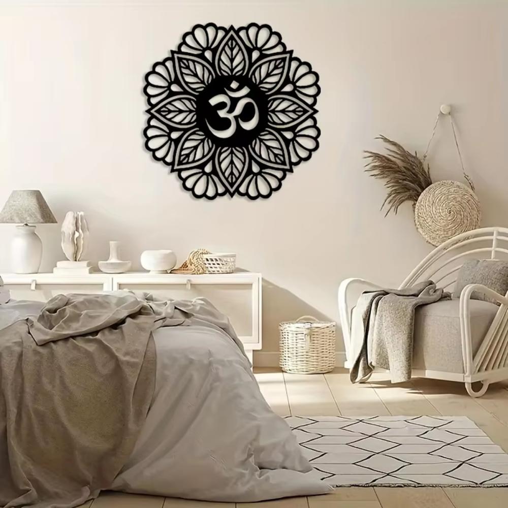 1pc Metal Mandala Style Art Wall Decoration, Yoga Gym Wall Hanging Decoration Silhouette, Metal Wall Art, Iron Décor