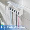A Covered 5-slot Toothbrush Holder Self-adhesive Wall Toothbrush Storage Rack Plastic Bathroom Supplies