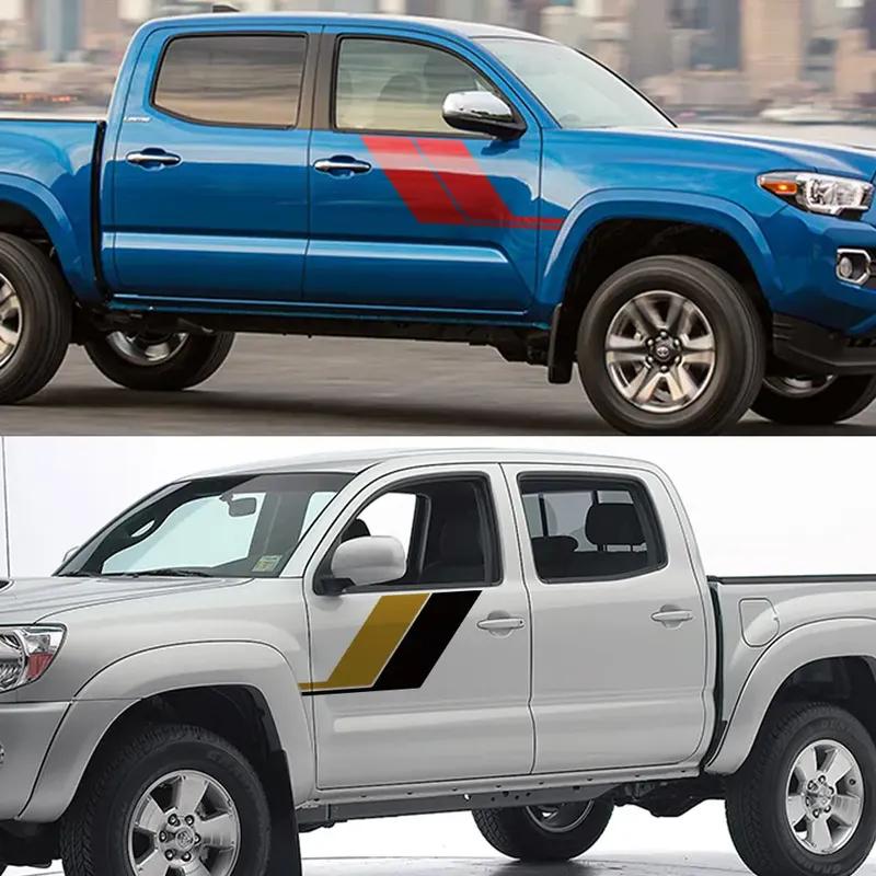Pickup Door Side Stickers For Toyota Tacoma Truck Graphics Colorful Vintage Stripes Decor Cover Vinyl Decal Auto Accessories
