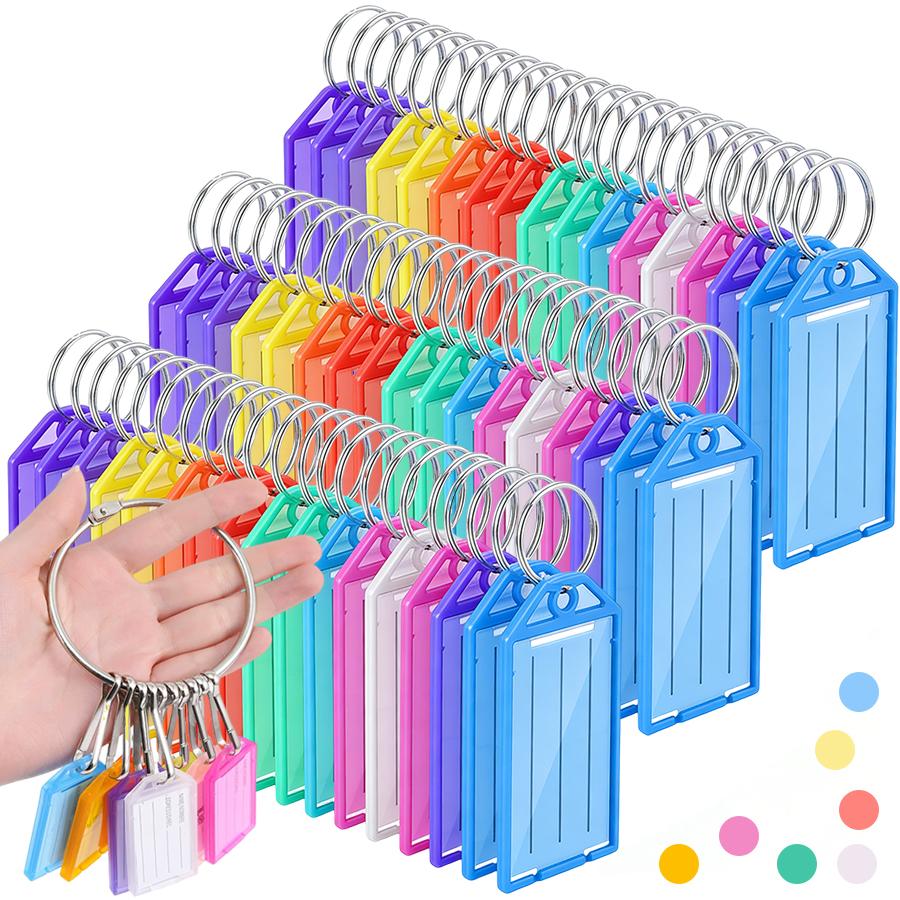 12/36Pcs Writable Keychain Tags Reusable Name Identification Tags Plastic Key Tags with Blank Paper Keys Travel Accessories