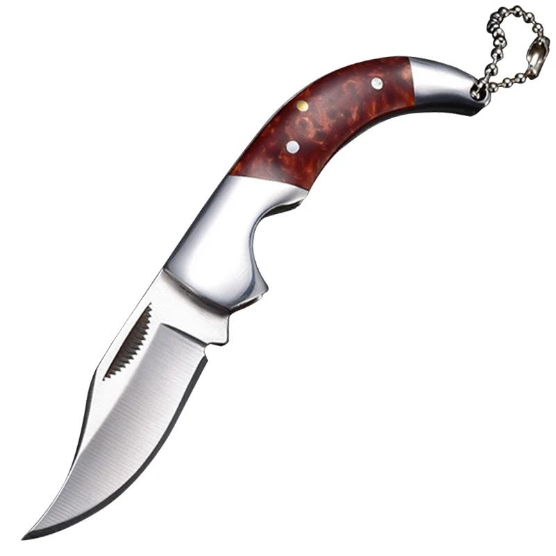 Mini Knife Keychain Stainless Steel Folding Fruit Knife Vegetable Slicing Utility Knives Portable Pocket Knives Kitchen Supplies