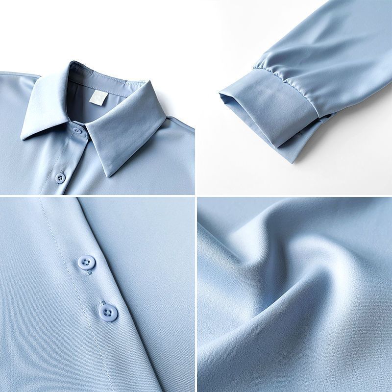 Women's Spring and Autumn Long-sleeved Solid Color Button Shirt Loose Comfortable Commuter Blouse