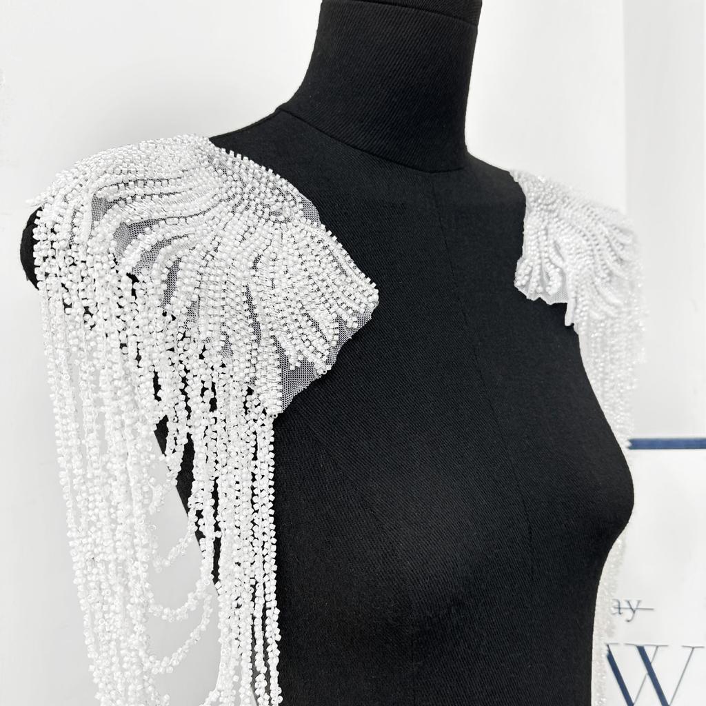 Black Tassel Chain Sequins Shoulders Wedding Dress Performance Dress Fashion Accessories