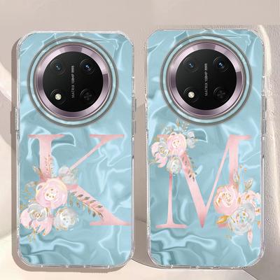 Coque de téléphone antichoc rose bleu couple lettre A-Z fleur pour Honor X9a X9b X9c Magic 6 7 5 Lite Fundas en silicone Coque en TPU