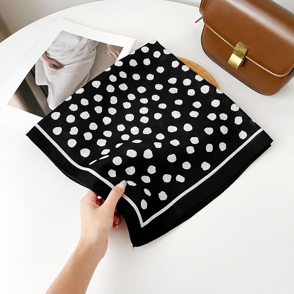 Herringbone Polka Dot Simple Small Square Scarf Classic Fashion Versatile Silk Scarf Scarf Shawl Black and White Wholesale