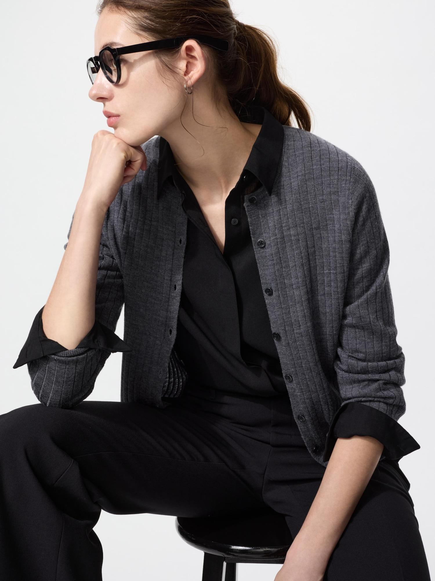 

Кардиган укороченный Uniqlo Merino Rib с круглым вырезом