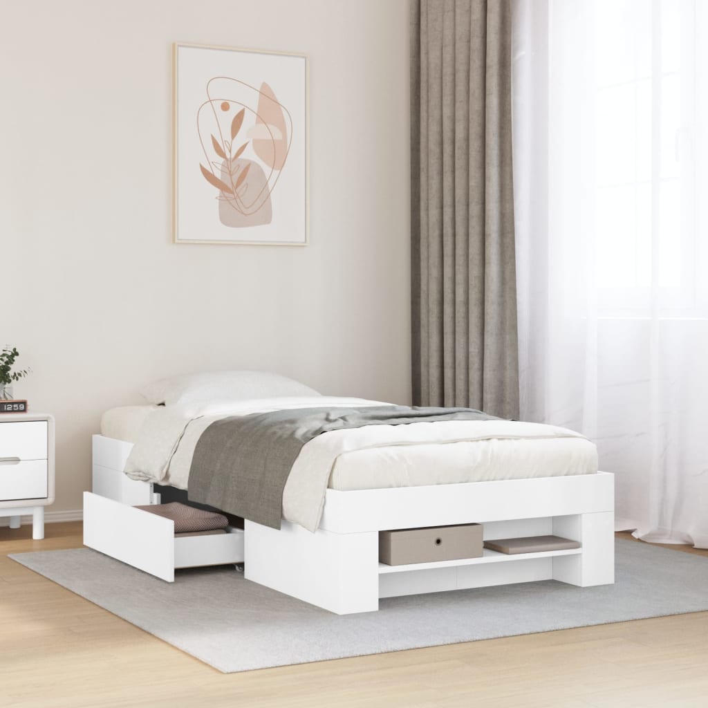 Bed Frame White 90x190 cm Particleboard