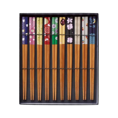 Ishida Chopsticks, Black Box, 10 Pairs, Japanese Elegance, 22.5cm [61021-6]