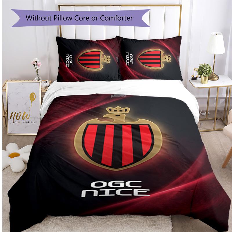 OGC Nice FC Printed 3PCS Bedding Set Breathable Duvet Cover with Pillowcases Decorative Bed Linen for Bedroom Home
