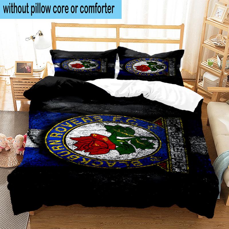 3pcs Blackburn Rovers Crest Football Club Bedding Set Duvet Cover Closure Includes 1 Duvet Cover & 2 Pillowcases Bedding Sets Home Decor Gifts