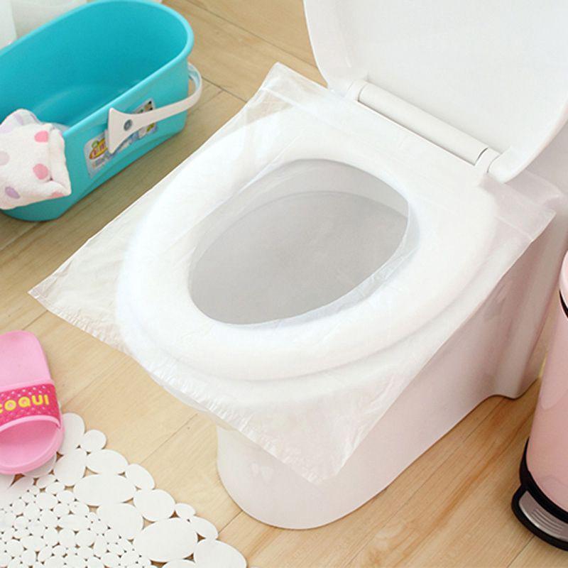 50Pcs Disposable Travel Safety Pe Plastic Toilet Seat Cover Mat Cushion Mat