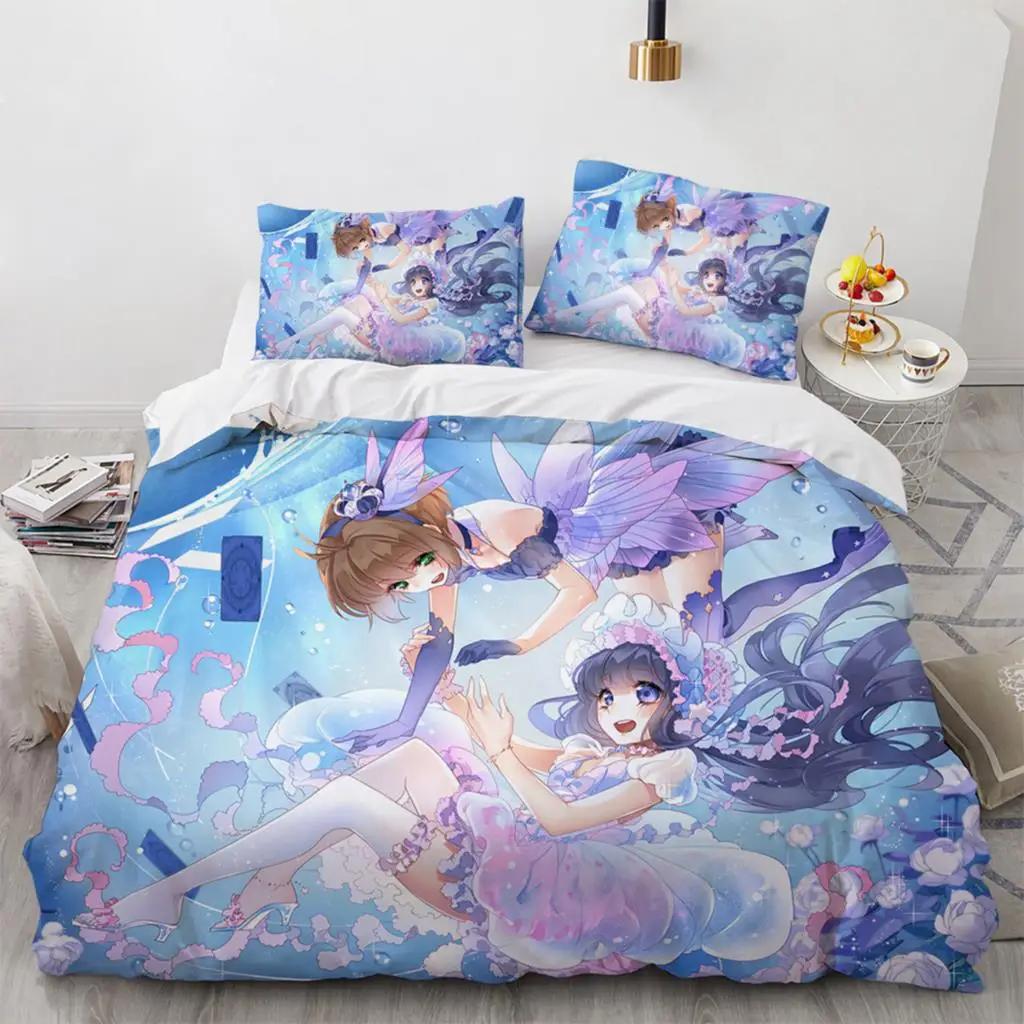 Anime Cardcaptor Sakura Bedding Set Boys Girls Twin Queen Size Duvet Cover Pillowcase Bed Kids Adult Fashion Home Textileextile