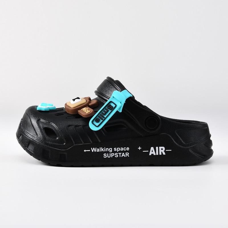 

EVA new couple fashion bag head hole shoes men s drag women s drag outside wear non-slip bag head slippers 36-37 чорний