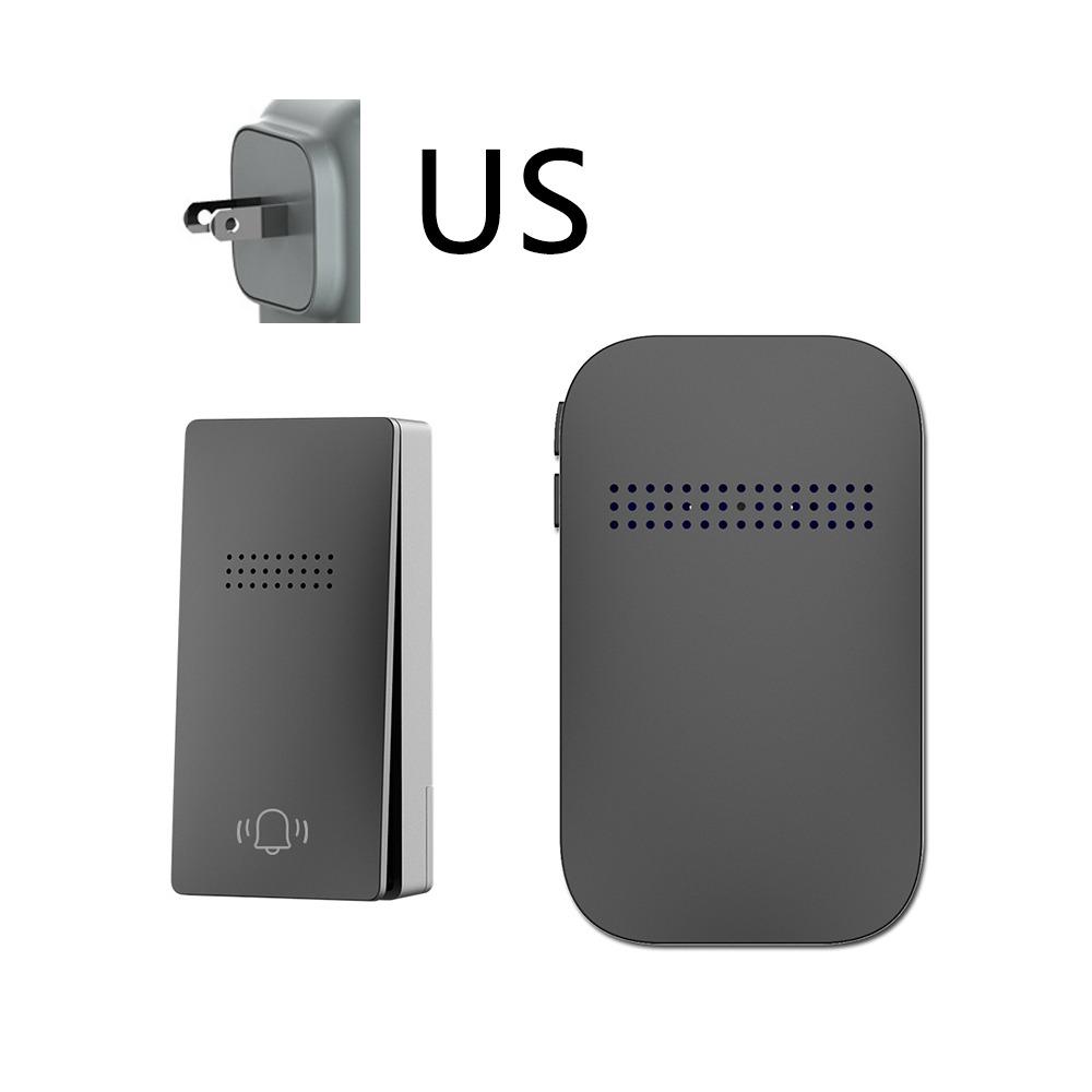 

38 мелодий Беспроводной дверной звонок со светящейся кнопкой Самопитающийся дверной звонок Домашняя безопасность US Black