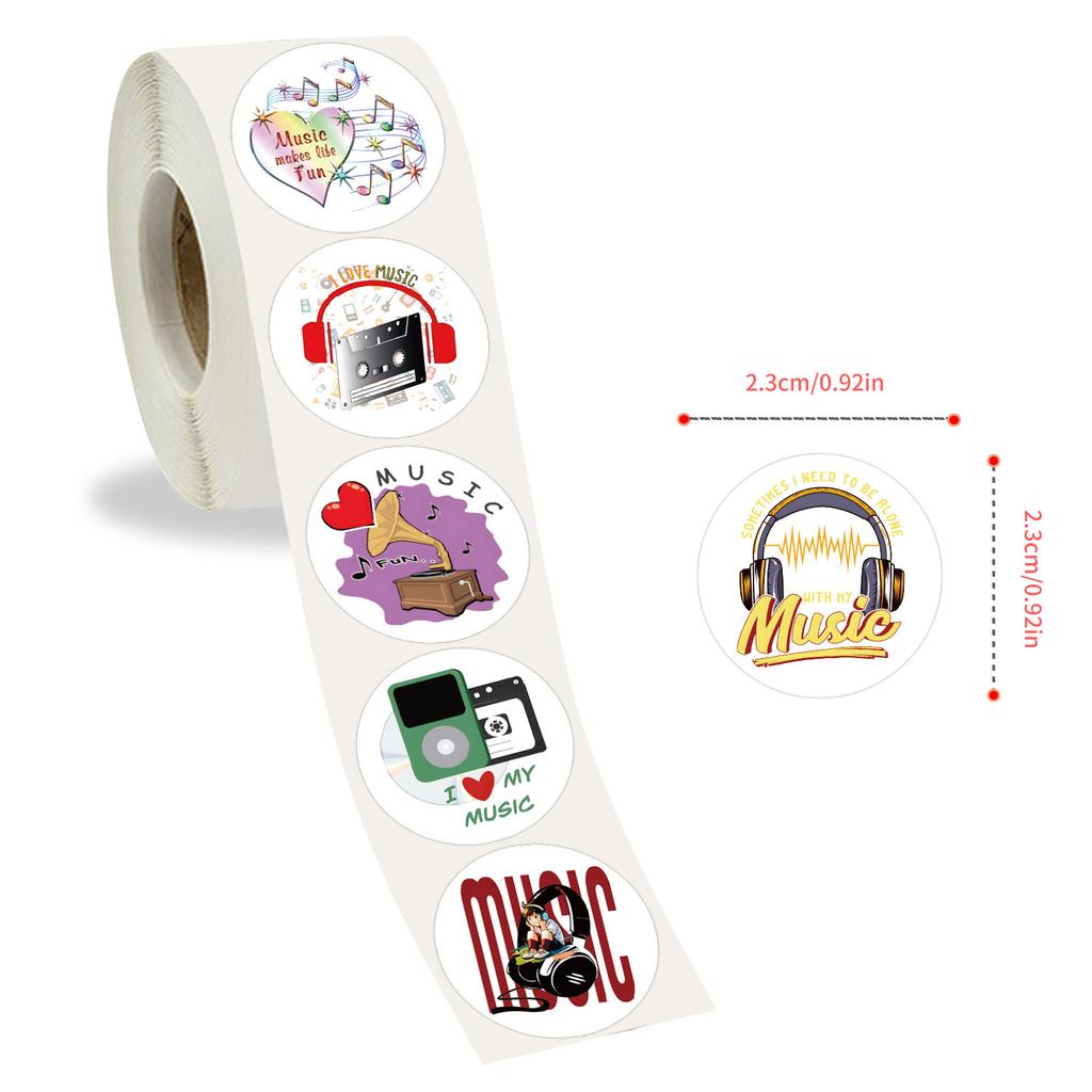500 Stickers/roll Cartoon Music Creative Tape DIY Decorative Material Guitar Hand Tent Tape Sticker
