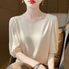 Women's Summer New Satin Temperament Pullover Five-minute Sleeve Versatile V-neck Short T-shirt Vest