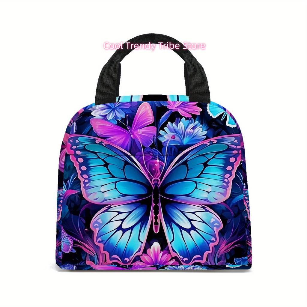 Lunch Bag with Butterfly Design, Insulated Tote for Work, Travel, And Picnics, Suitable for Back to School, Safe for Non-Food It