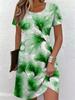 New Short Sleeve Floral Pattern Women Mini Dresses Summer 3D Flower Printed Ladies Street Dress