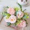 Nordic Peony Wedding Bouquet - Artificial 5-Head Peony for Home Decor