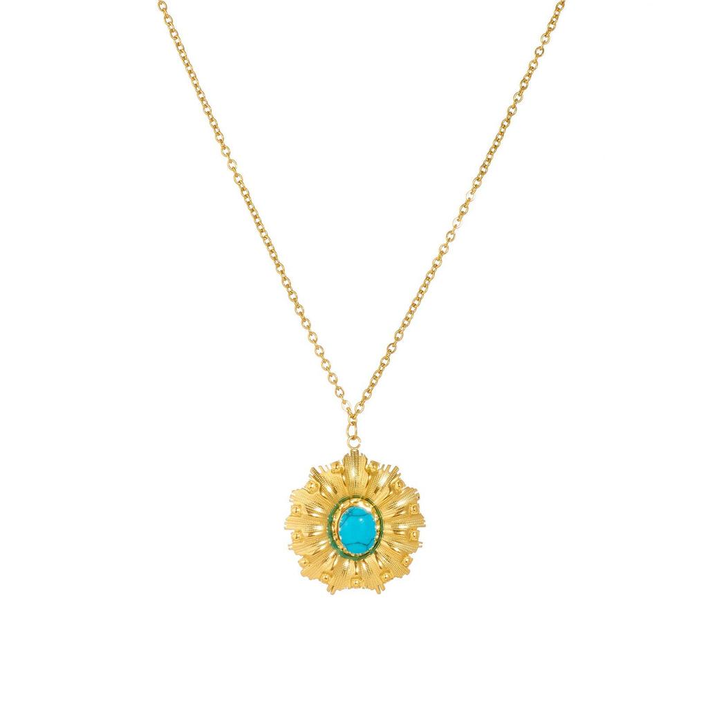 Yao Long Turquoise Heart Tassel Clavicle Chain - 18k Gold Plated, Personalized & Simple Design