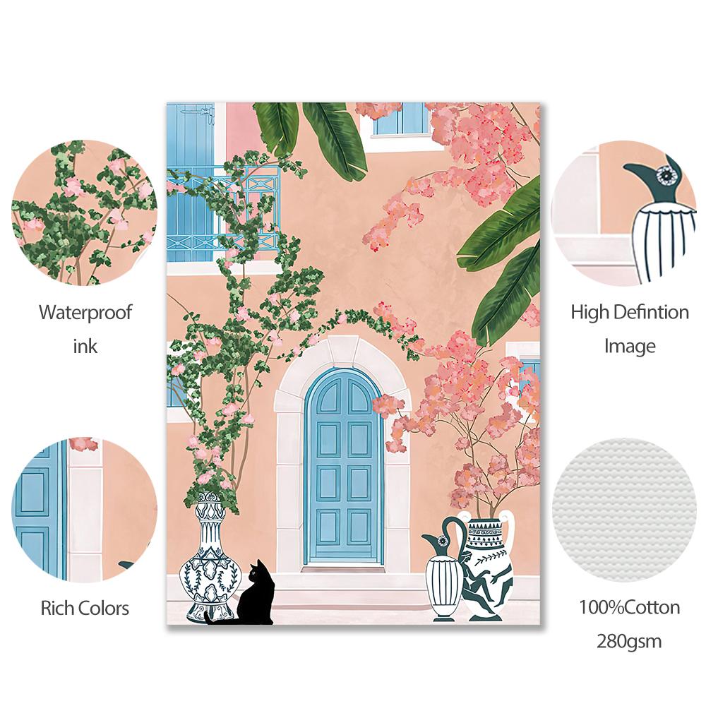 Marokko Frau Reise Wandkunst Leinwand Schwimmbad Tropisches Blatt Nordische Poster und Drucke Wandbilder für Wohnzimmerdekor