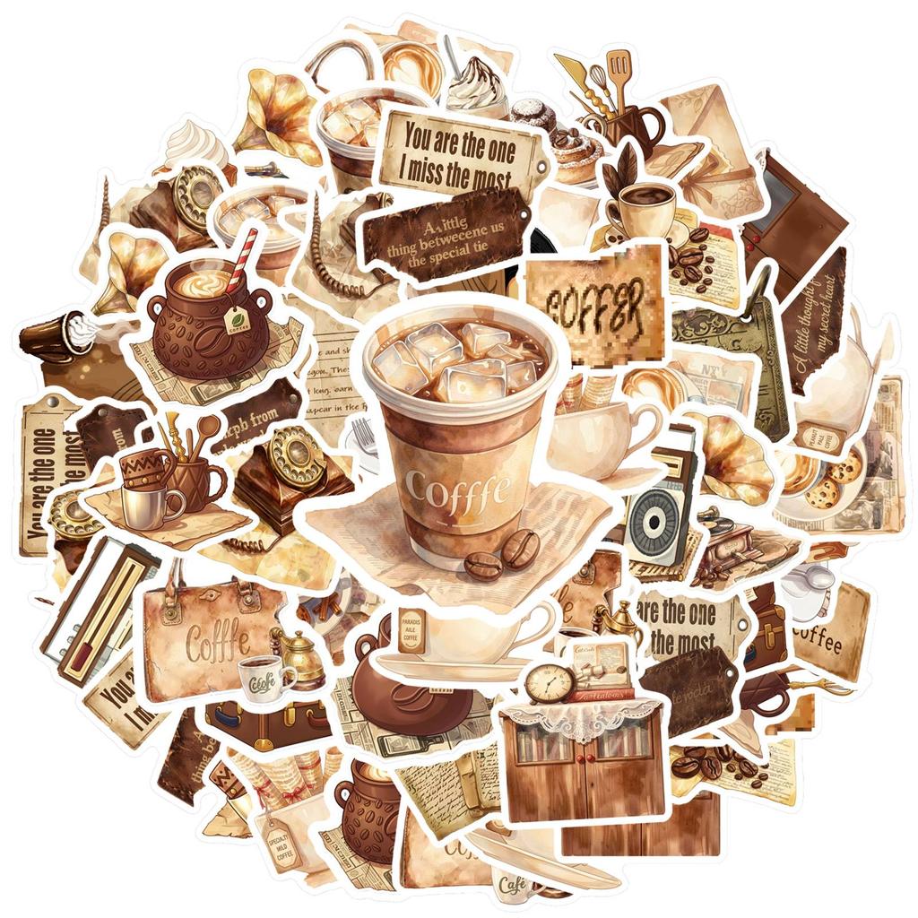 35pcs-50pcs Retro Music Stickers Warm Travel Stationery Stickers Vintage Stickers For Notebook Luggage Mobile Phone Cup Guitar