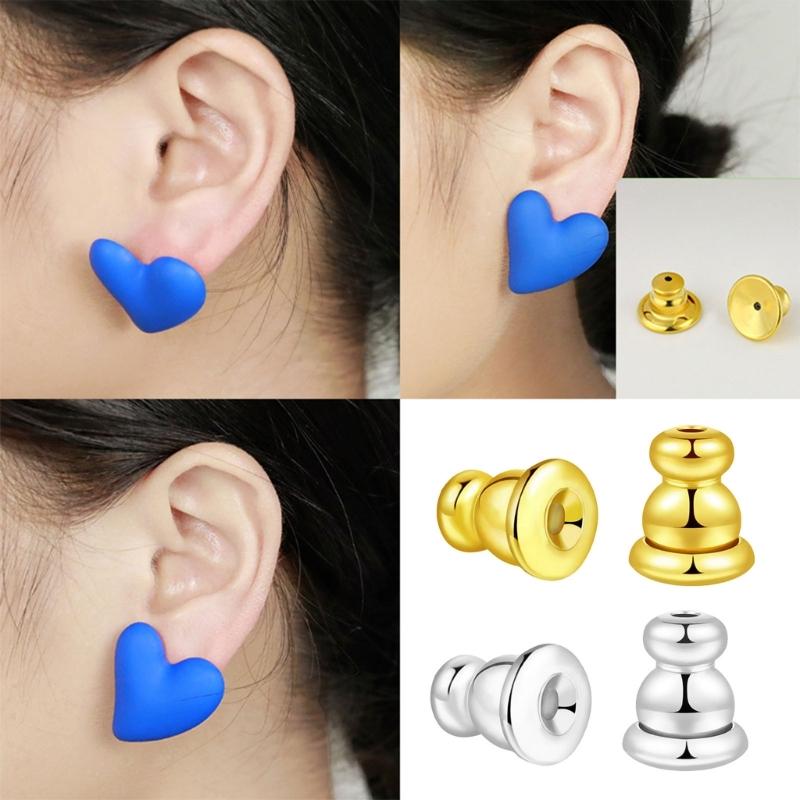 Set of 4 Secure Earring Backs Studs Locking Clutch Secure Locking Backing Stainless Steel Earring Plugs for Droopy Ears