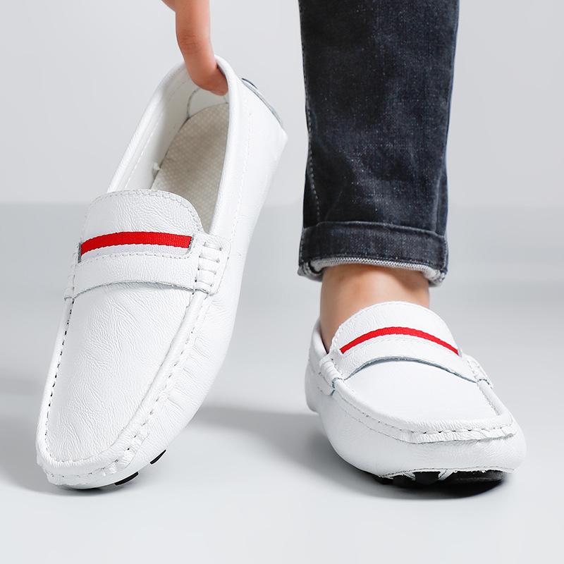 Large size spring, summer and autumn beanie shoes men's British style fashion casual leather shoes driving shoes one foot lazy shoes