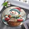 Snowman with Birds Round Area Rug,Carpet Rug for Living Room Bedroom Sofa Playroom Decor,Non-slip Floor Mat