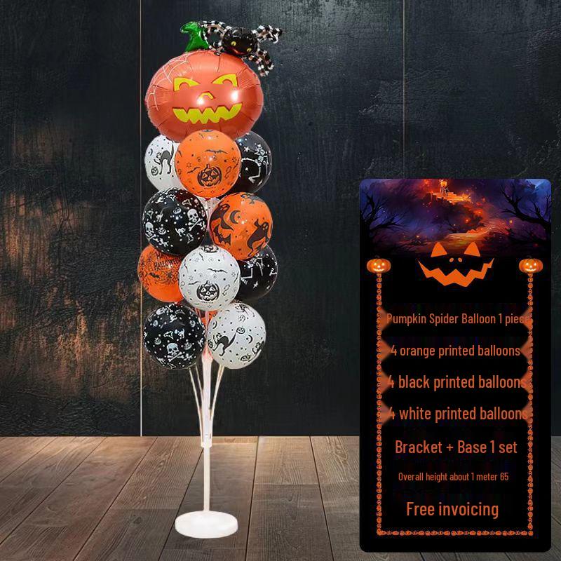 Halloween Pumpkin Skeleton Balloon Columns for Party and Event Decoration