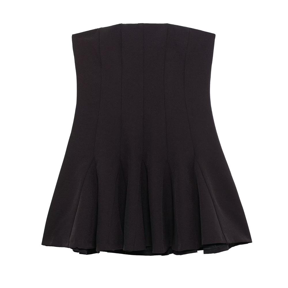 

2025 Spring Women s Wave-Style Slim Strapless Dress XS