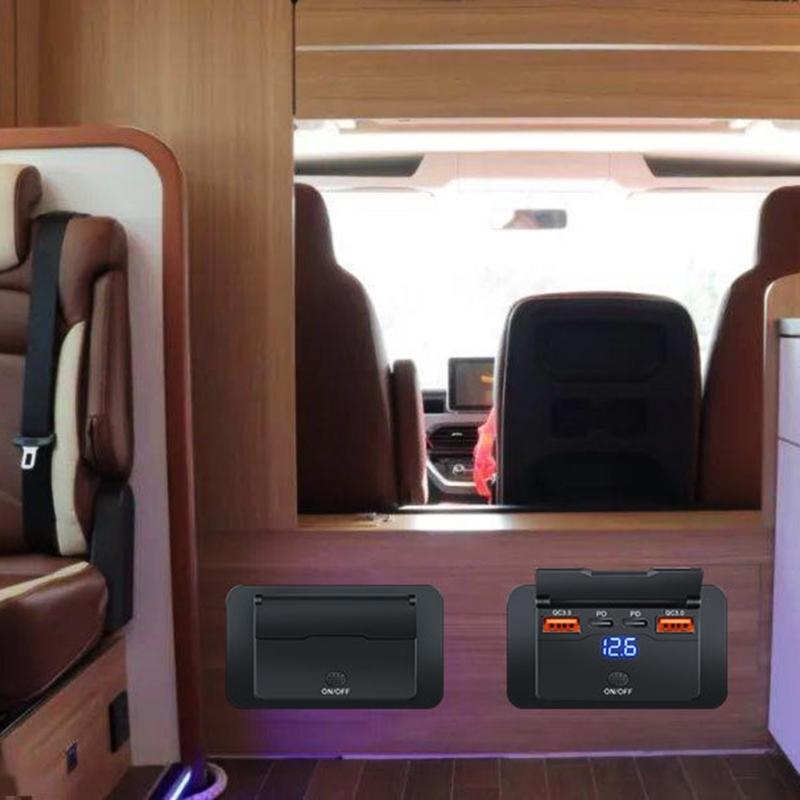 Doppelter PD3.0 & QC3.0 USB-Ladeanschluss mit Netzschalter 12V/24V Wasserdichte USB-Steckdose Einfach zu bedienen für Autos Boote Motorräder