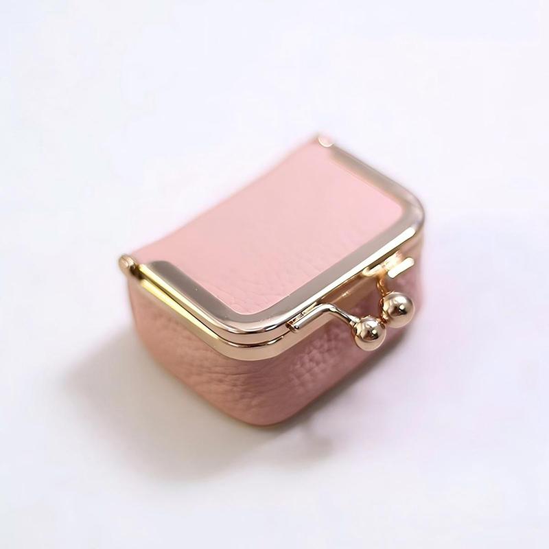 PU-Leder Kiss Lock Münzbörse Unifarbene Multifunktionale Mini Kleine Gegenstandstasche Schmucktasche Quadratisch Schlüssel Lippenstifte Ohrringe