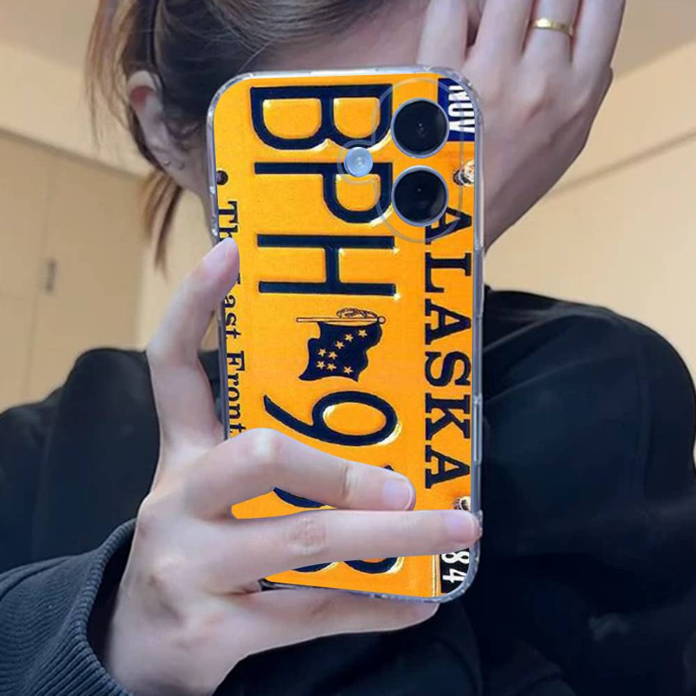 

Retro Vintage License Plate Clear Silicone Soft TPU Phone Case For iphone 17 16 15 14 Plus 13 12 Mini 11 Pro Max Shell Capa iPhone 12