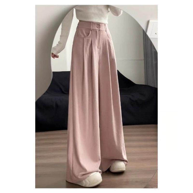 Wide-leg Pants for Women with A High Waist and Drape, Summer Thin, Casual, Petite and Laid-back Ice Silk Cream Puff Yamamoto Pants