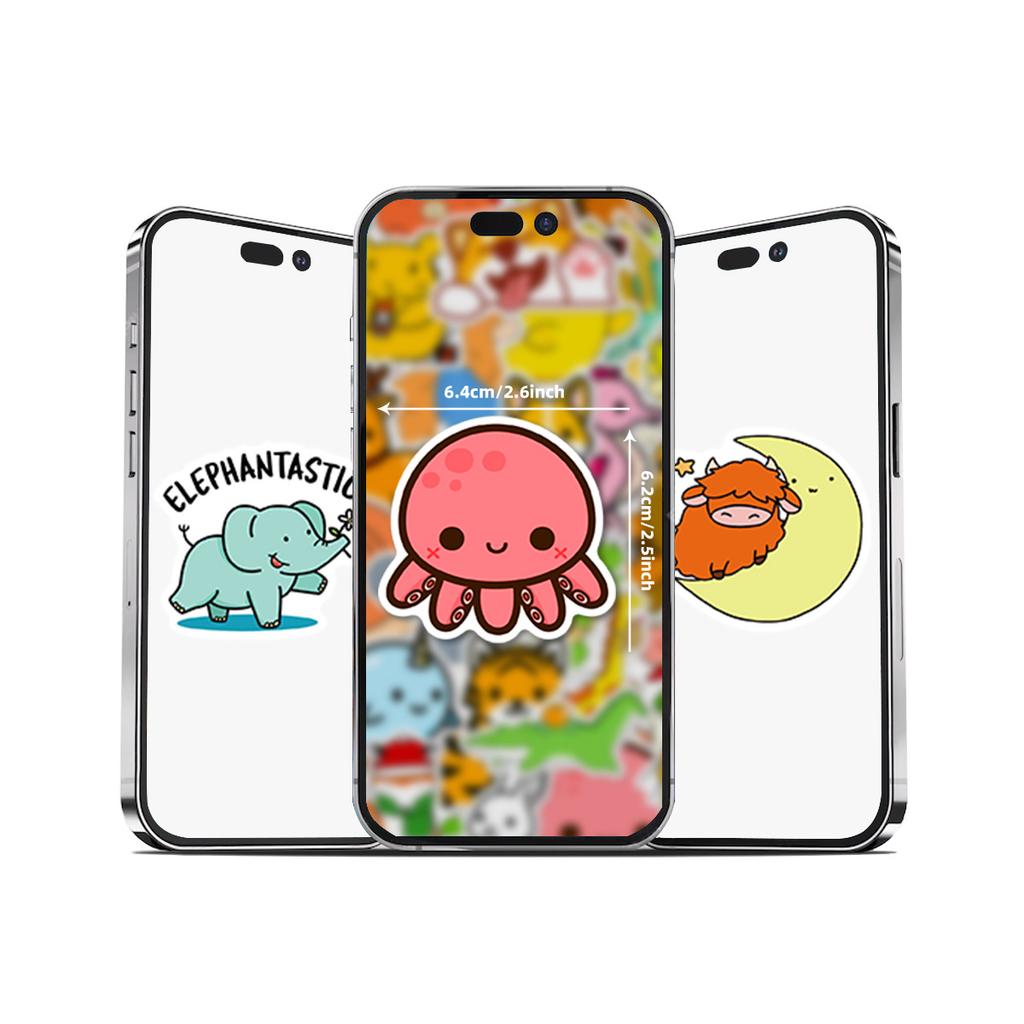 50 Stickers Children Cartoon Doodle Cute Animals DIY Water Cup Suitcase Ins Sticker Bag