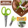 Multi-functional 5 Layers Kitchen Scissors Stainless Steel Pepper Shredded Chopped Scallion Cutter Herb Spices Cooking Tool