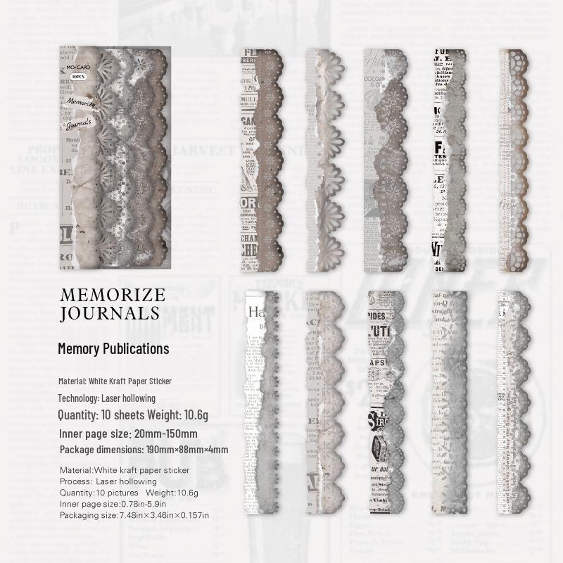 MòMò Retro Lace Hollow Stickers - Rain Dye Series for DIY Journals and Collage