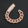 European American Hip Hop 20mm Long Buckle Spring Head Four Rows Cuban Zircon Set Brass Platinum/Silver Plated Versatile