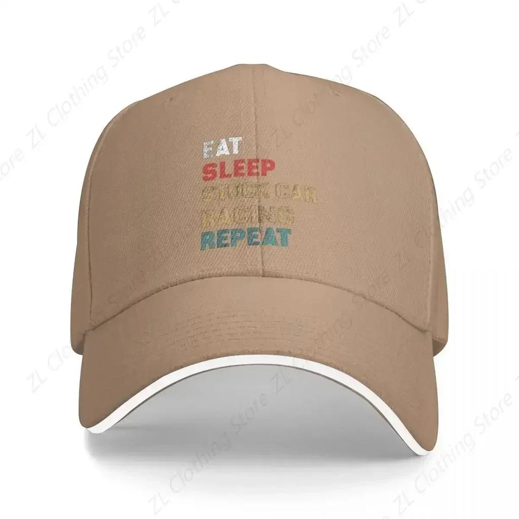 Eat Sleep Stock Car Racing Repeat Funny Player Gift Baseball Cap Fluffy Hat Sunhat Womens Beach Visor Unisexs