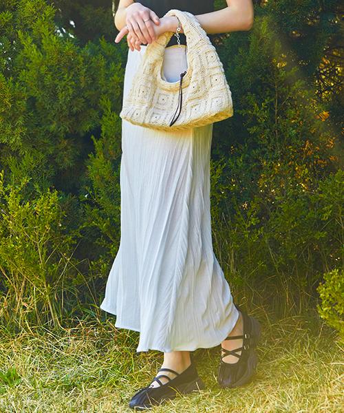 Collet Cooling Refrigerator Pleated Marmont Slimline Flare Long Skirt [White] 604