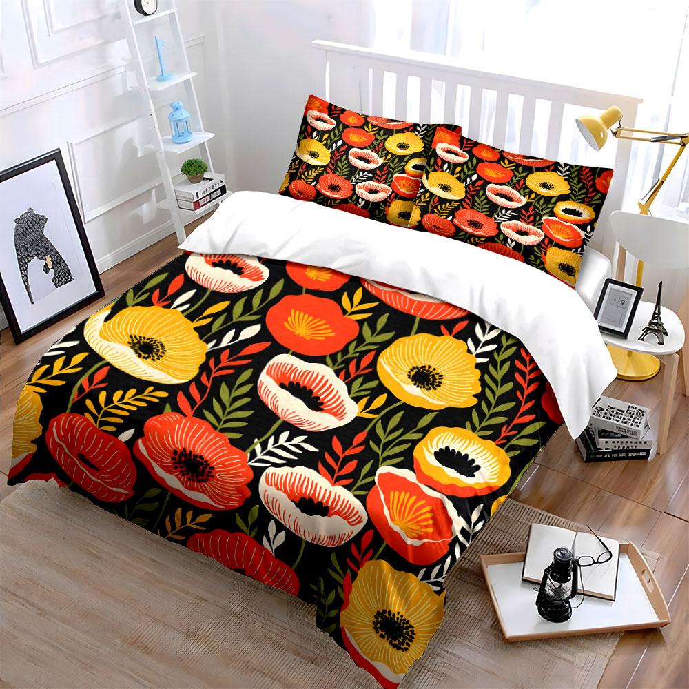 Floral Print Bedding Set Design  Kid'S And Adults' Bedroom Decor, Exquisite Three-Piece Bedding Set Gift