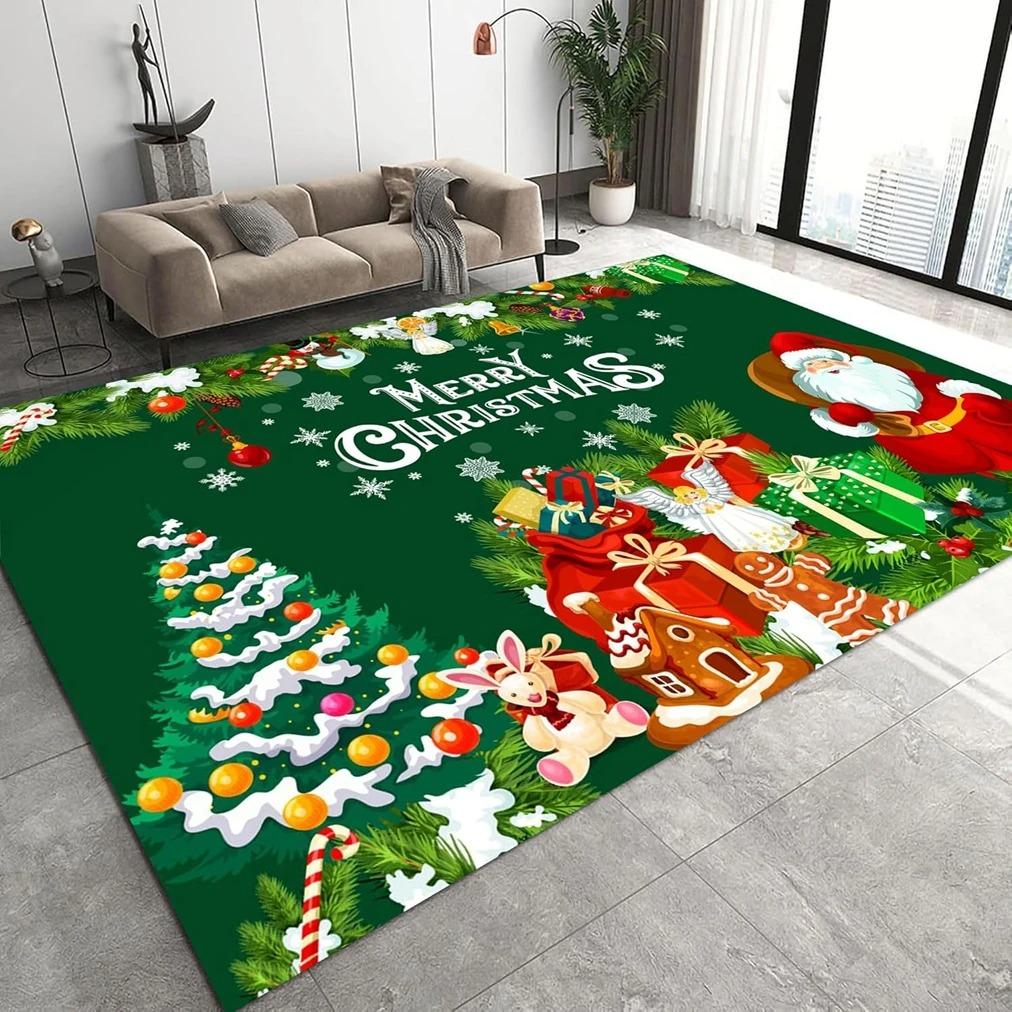 Christmas and Autumn Warm and Non-Slip Floor Mat Living Room Holiday Rug Non-Slip and Anti-Fall Rug Home Party Decoration